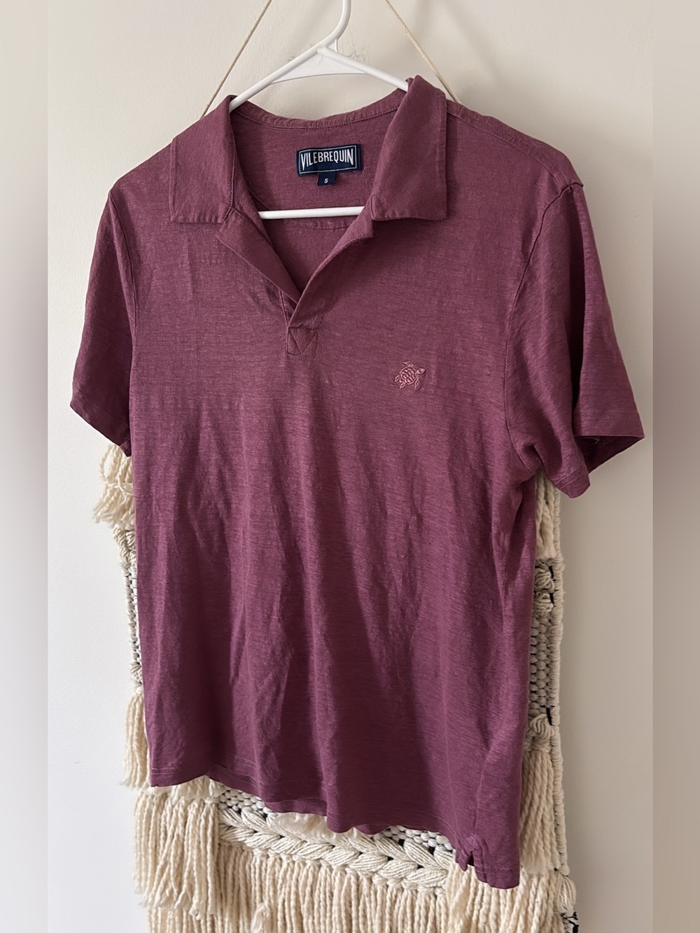 Vilebrequin Pyramid Men’s 100% Linen Polo Short Sleeve Shirt Size Small